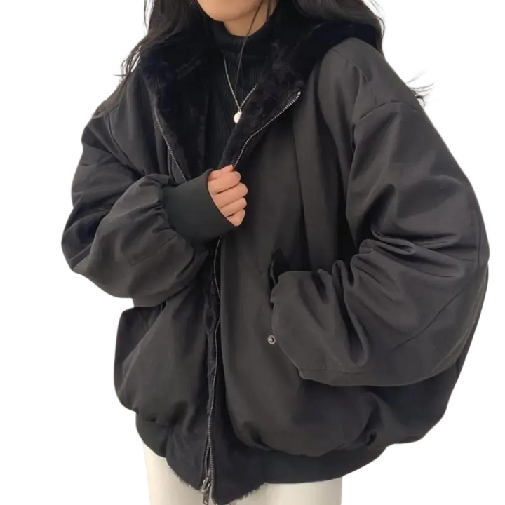 Veste d’Hiver Femme Double Couche à Capuche Ajustable