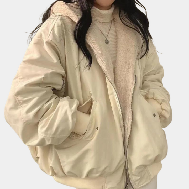 Veste d’Hiver Femme Double Couche à Capuche Ajustable