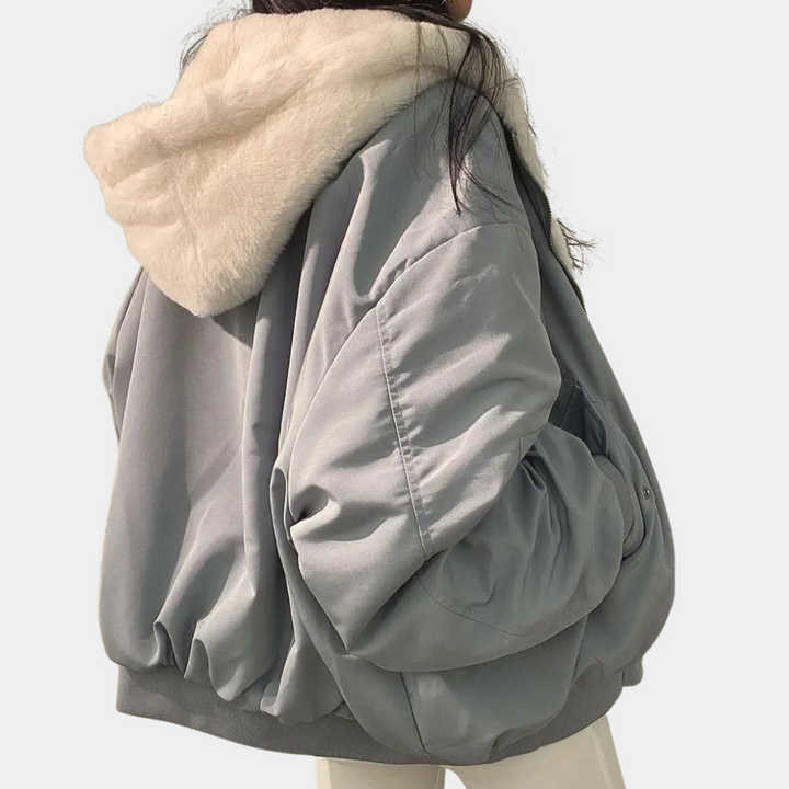 Veste d’Hiver Femme Double Couche à Capuche Ajustable