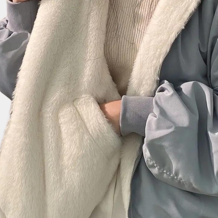 Veste d’Hiver Femme Double Couche à Capuche Ajustable