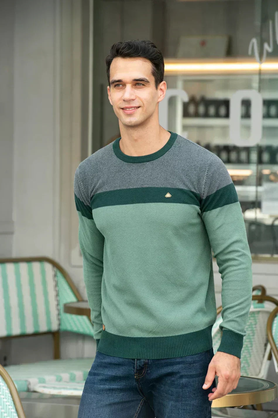 Pull Homme en Maille Color Block