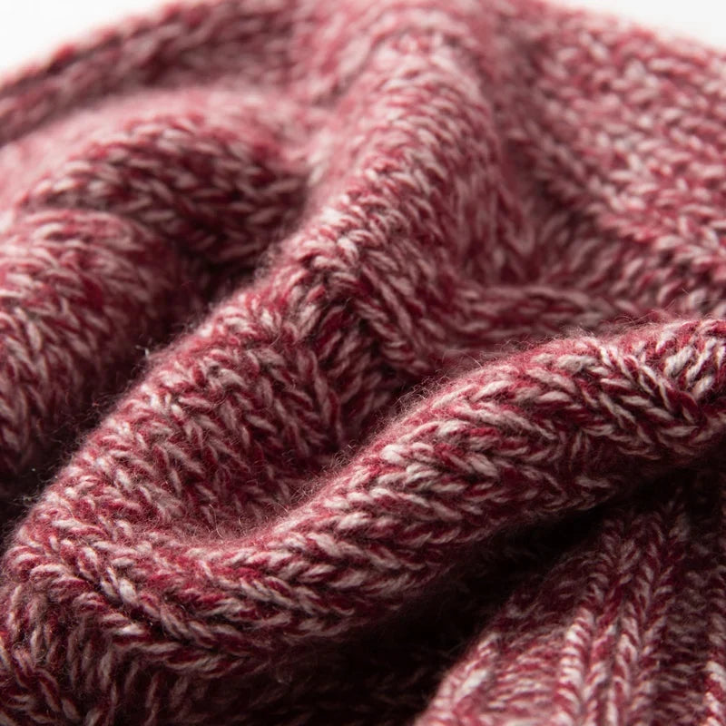 Bonnet Femme Cachemire Maille Torsadée Revers Côtelé