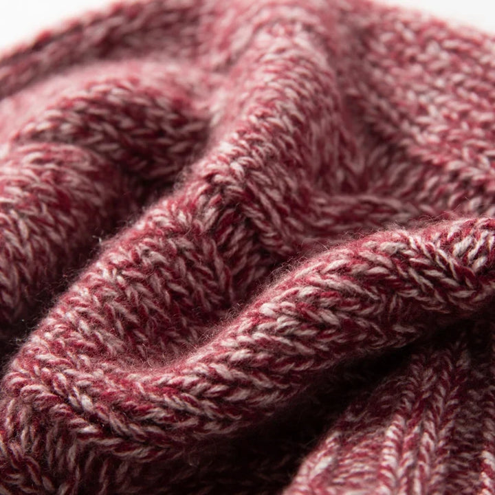 Bonnet Femme Cachemire Maille Torsadée Revers Côtelé