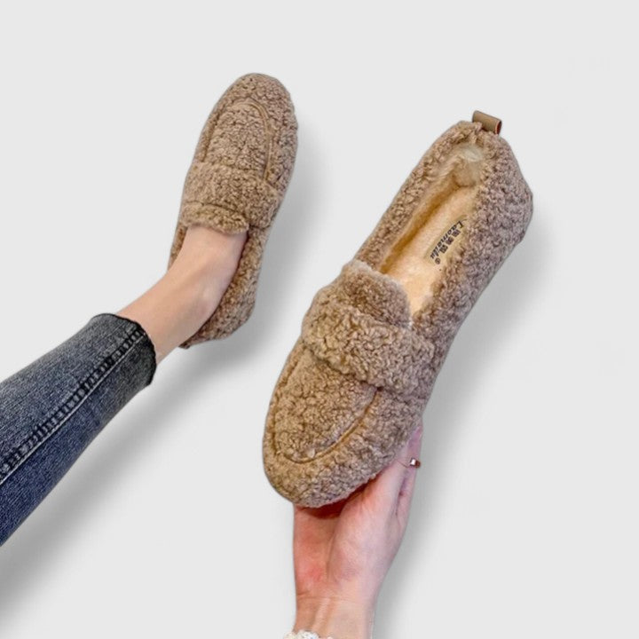 Chaussons Mocassins Doublés en Fausse Fourrure pour Femme