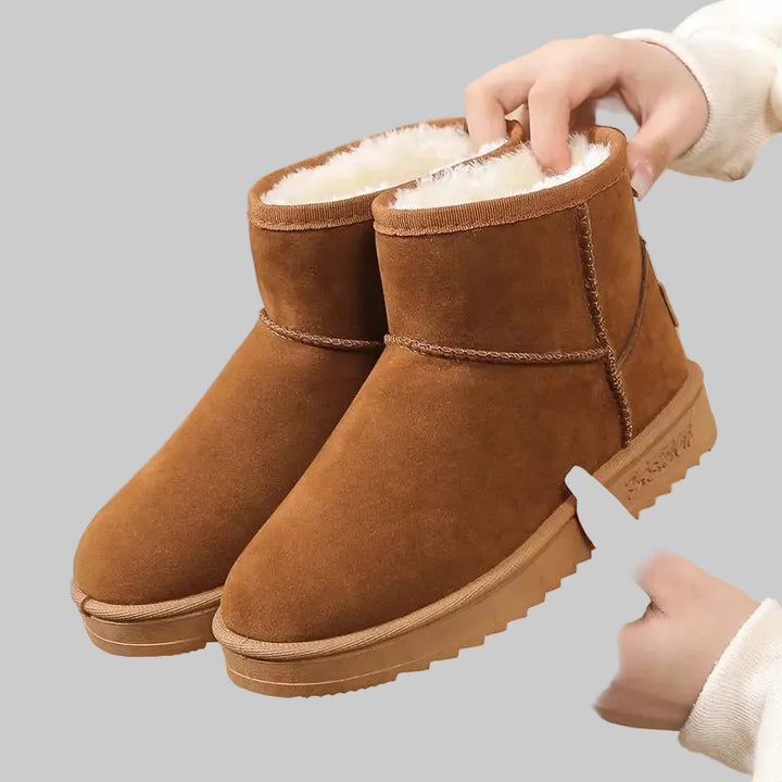 Bottes de Neige Femme Imperméables à Plateforme Doublées avec Zip Latéral