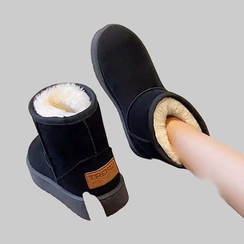 Bottes de Neige Femme Imperméables à Plateforme Doublées avec Zip Latéral