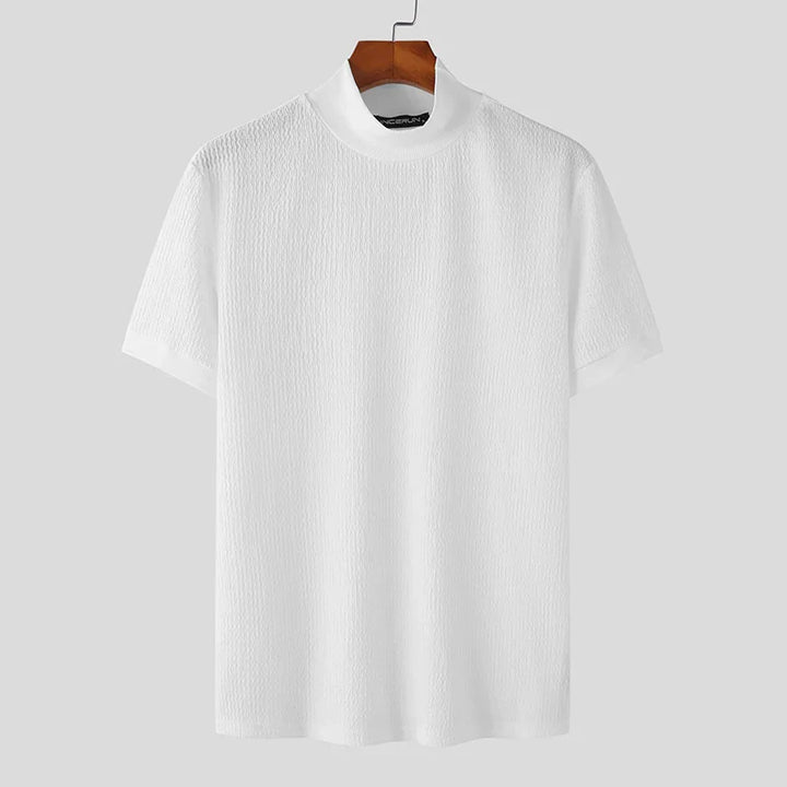 Octave | T-shirt blanc à col montant pour hommes