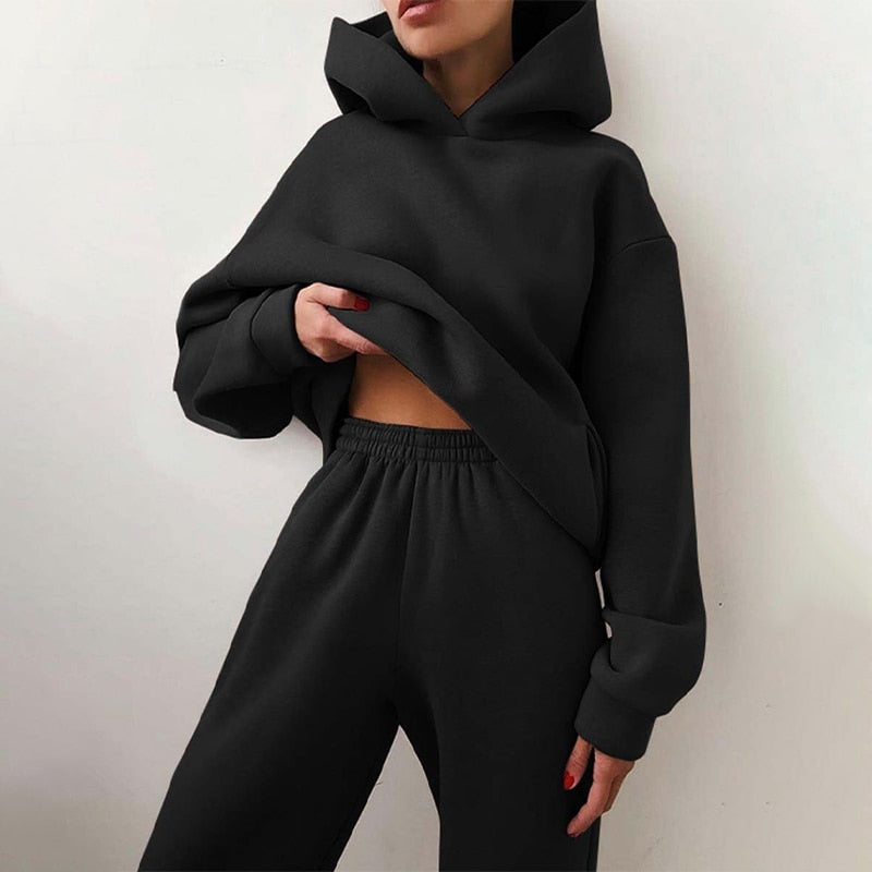 Ensemble Surdimensionné Sweat à Capuche et Jogger Large pour Femme