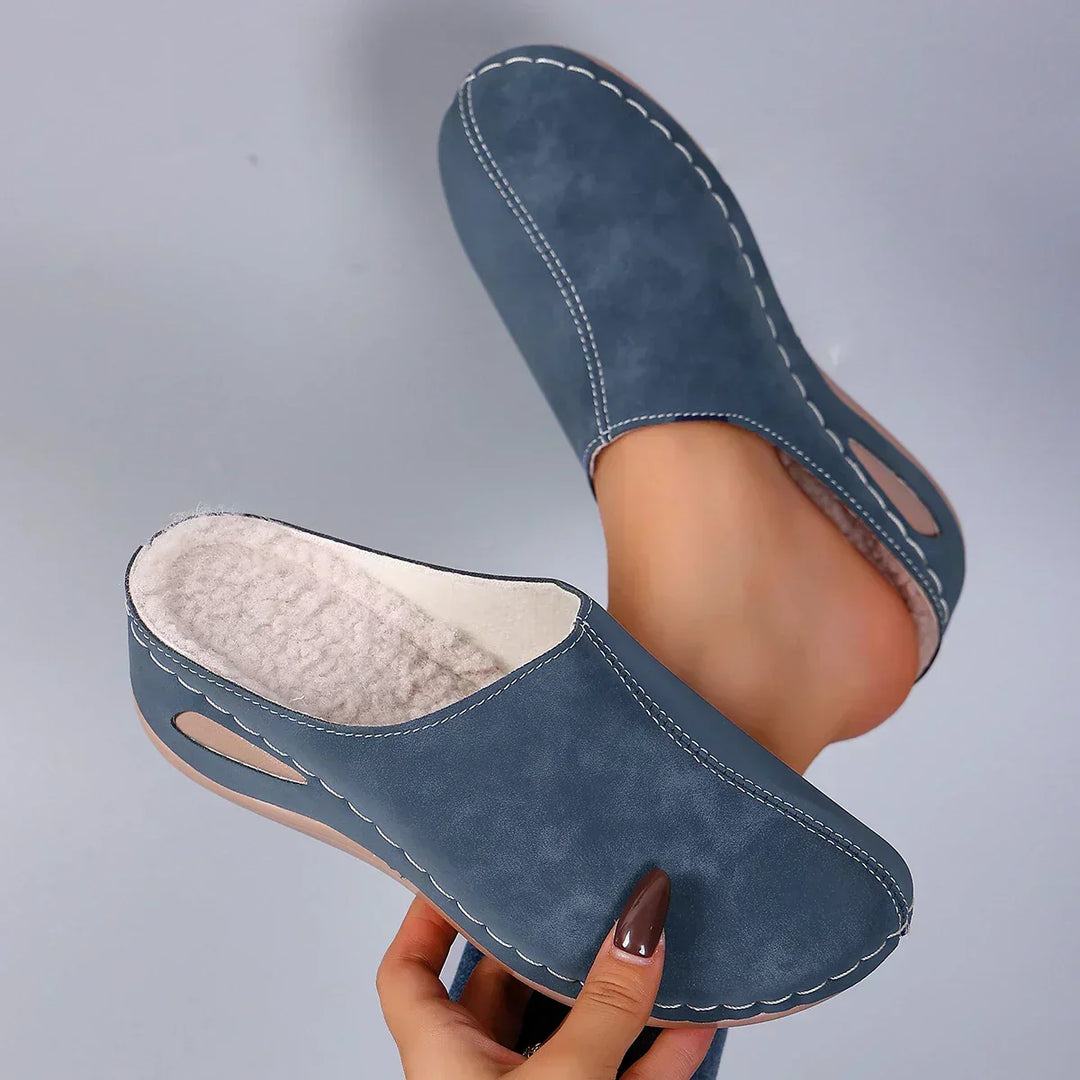 Chaussons Orthopédiques Femme à Enfiler avec Semelle Intérieure Rembourrée et Bout Fermé
