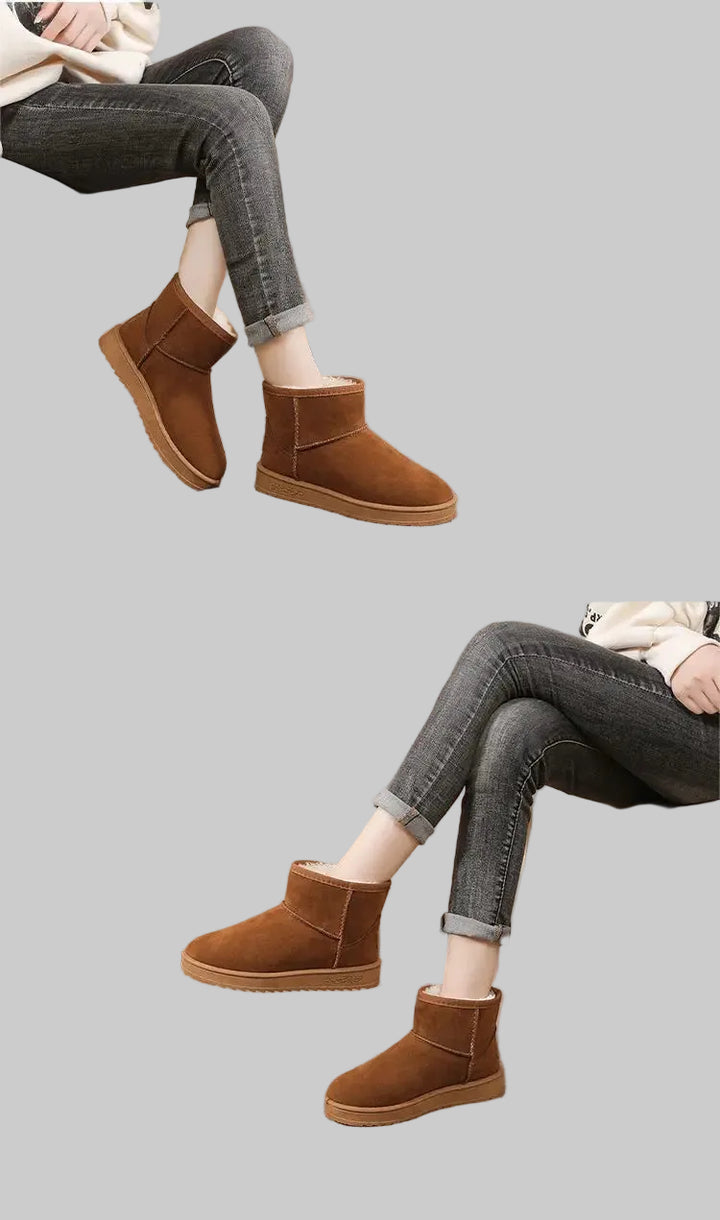 Bottes de Neige Femme Imperméables à Plateforme Doublées avec Zip Latéral