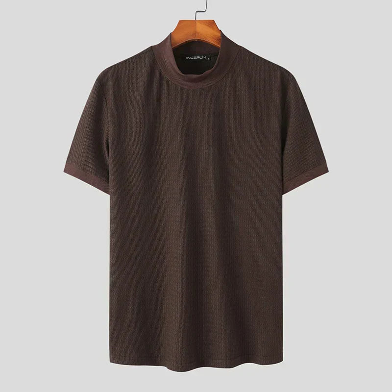 Octave | T-shirt blanc à col montant pour hommes