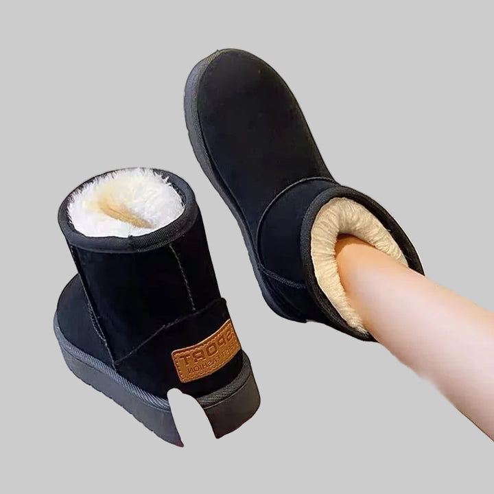 Bottes de Neige Femme Imperméables à Plateforme Doublées avec Zip Latéral