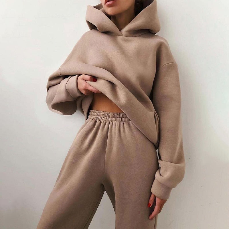 Ensemble Surdimensionné Sweat à Capuche et Jogger Large pour Femme