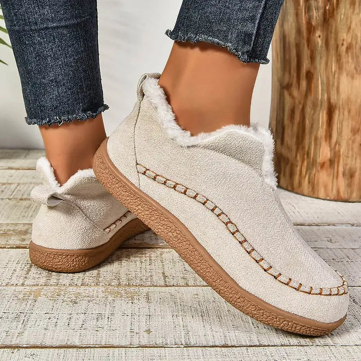 Bottines Orthopédiques Femme en Cuir Véritable Imperméable Doublées en Fausse Fourrure