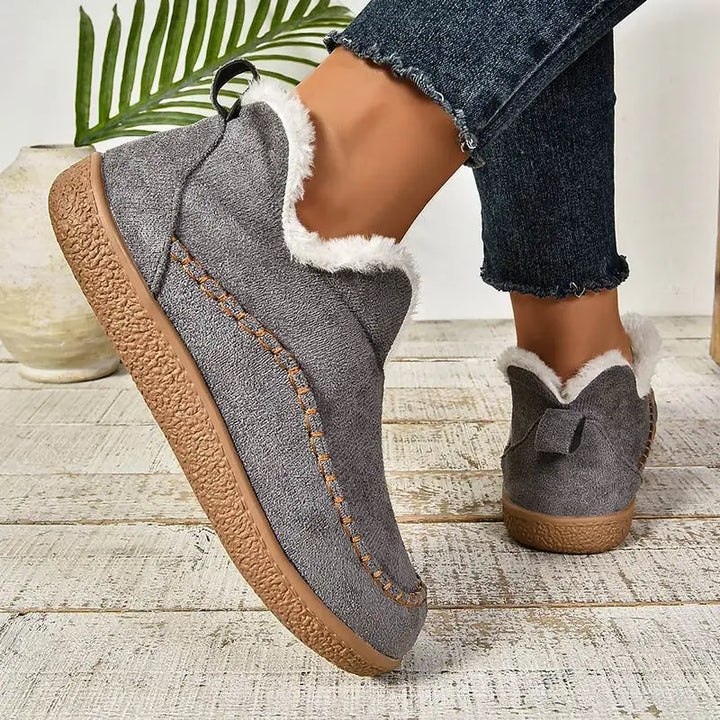 Bottines Orthopédiques Femme en Cuir Véritable Imperméable Doublées en Fausse Fourrure