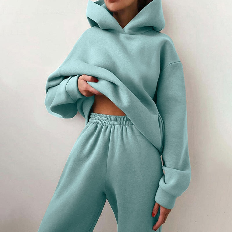 Ensemble Surdimensionné Sweat à Capuche et Jogger Large pour Femme
