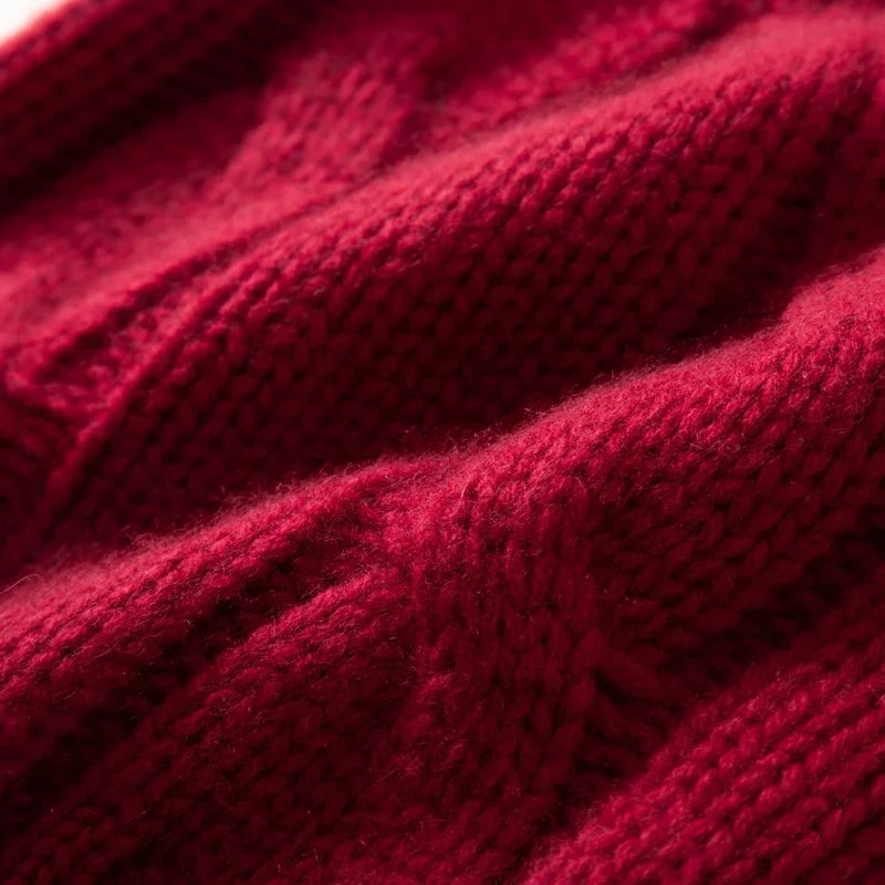 Bonnet Femme Cachemire Maille Torsadée Revers Côtelé