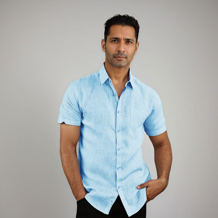 Henri | Chemise bleue à coupe décontractée pour hommes