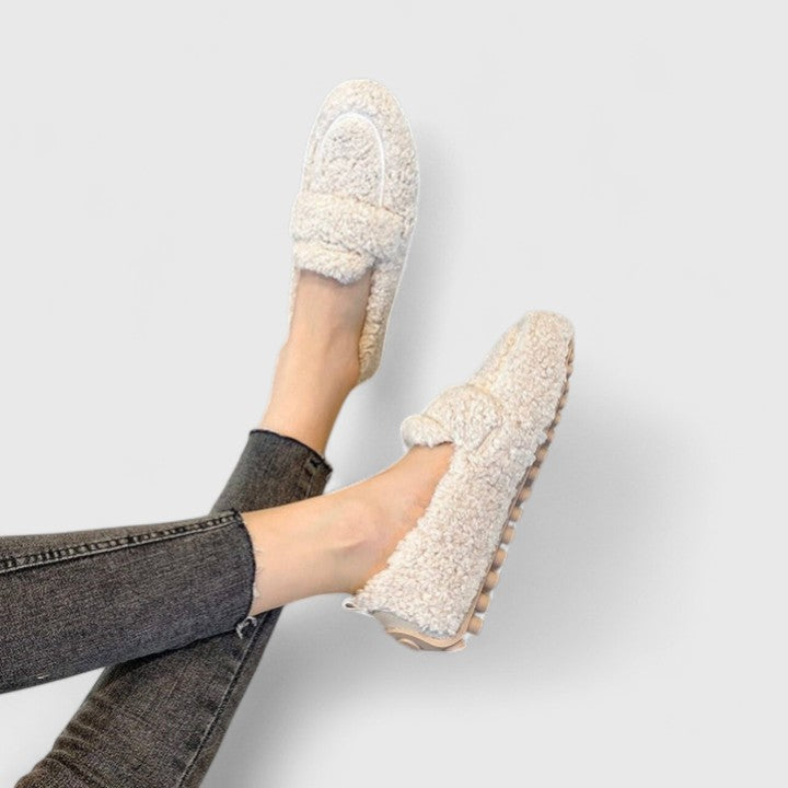 Chaussons Mocassins Doublés en Fausse Fourrure pour Femme