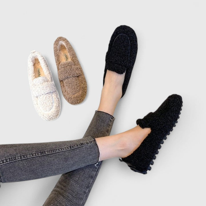 Chaussons Mocassins Doublés en Fausse Fourrure pour Femme