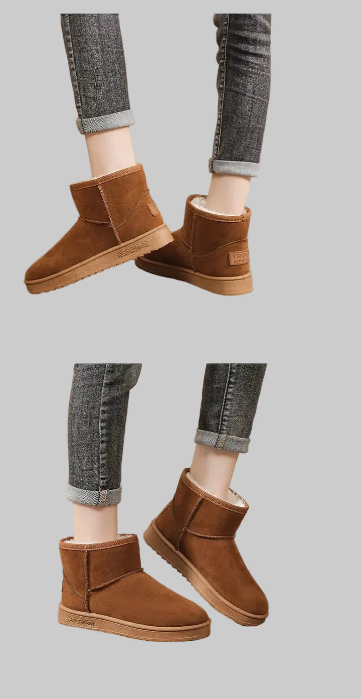 Bottes de Neige Femme Imperméables à Plateforme Doublées avec Zip Latéral
