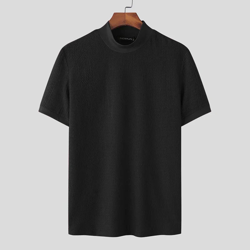 Octave | T-shirt blanc à col montant pour hommes