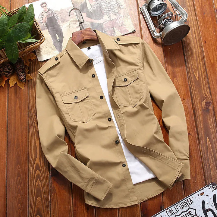 Chemise Utilitaire Homme en Mélange de Coton avec Poches Poitrine