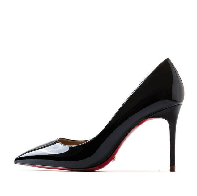 Escarpins Femme Cuir Verni Talon Aiguille Semelle Rouge