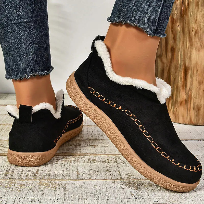 Bottines Orthopédiques Femme en Cuir Véritable Imperméable Doublées en Fausse Fourrure