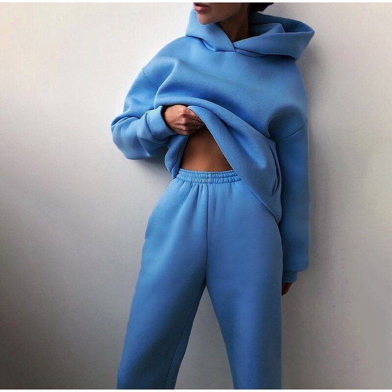 Ensemble Surdimensionné Sweat à Capuche et Jogger Large pour Femme