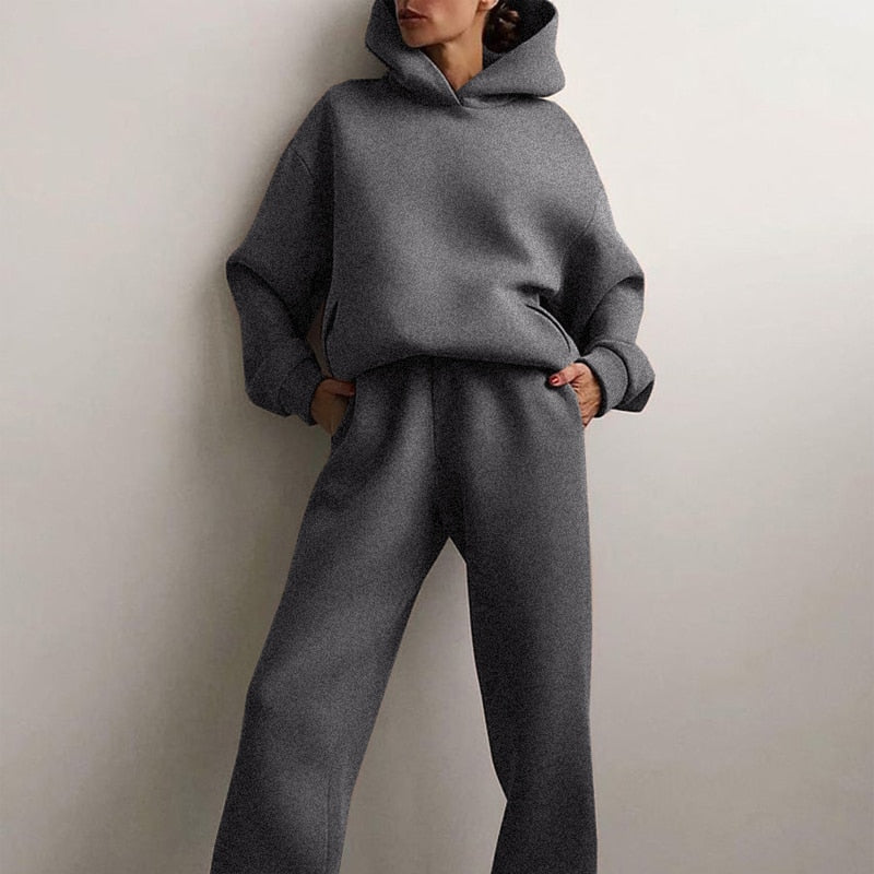 Ensemble Surdimensionné Sweat à Capuche et Jogger Large pour Femme