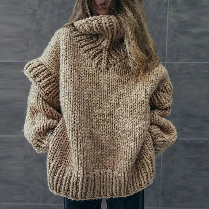 Pull Col Roulé Femme en Grosse Maille – Coupe Oversize
