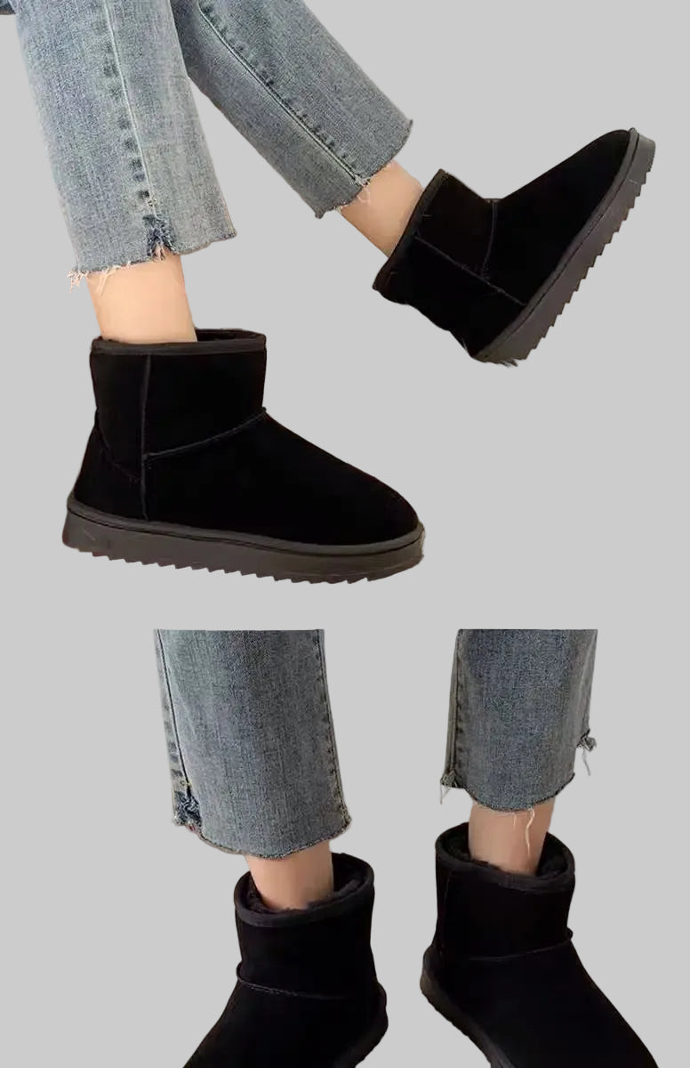 Bottes de Neige Femme Imperméables à Plateforme Doublées avec Zip Latéral