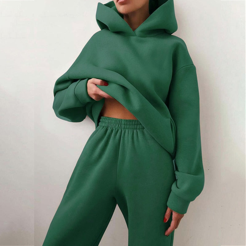 Ensemble Surdimensionné Sweat à Capuche et Jogger Large pour Femme