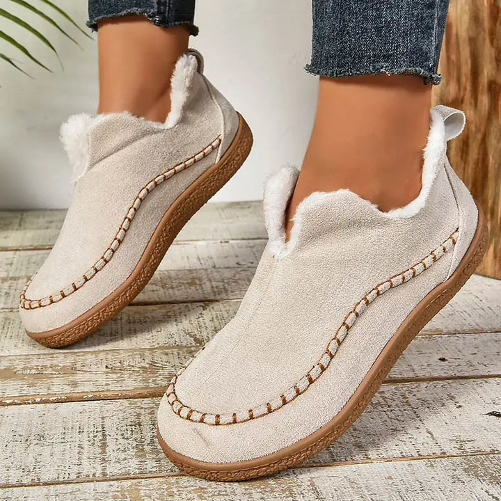 Bottines Orthopédiques Femme en Cuir Véritable Imperméable Doublées en Fausse Fourrure