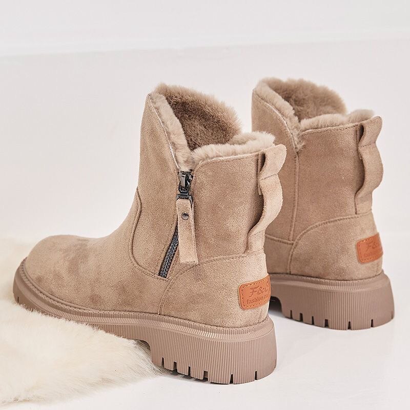 Bottines Femme à Semelle Épaisse Doublées en Fausse Fourrure