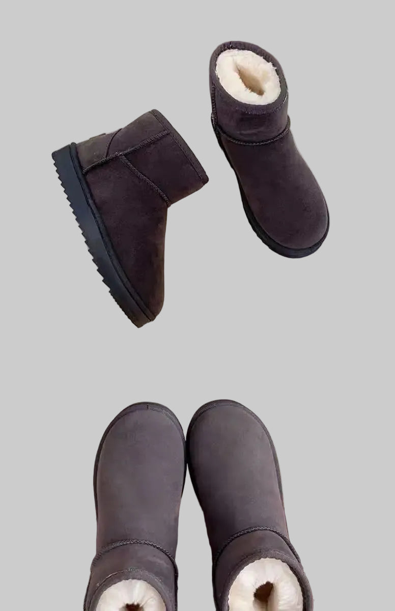 Bottes de Neige Femme Imperméables à Plateforme Doublées avec Zip Latéral