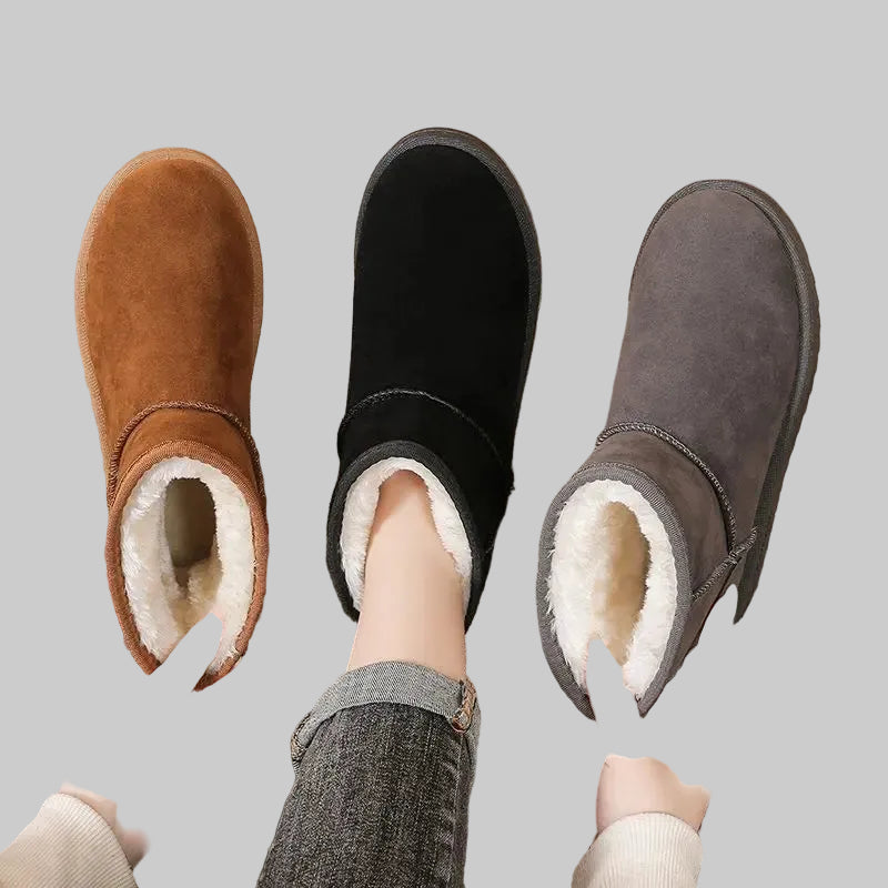 Bottes de Neige Femme Imperméables à Plateforme Doublées avec Zip Latéral