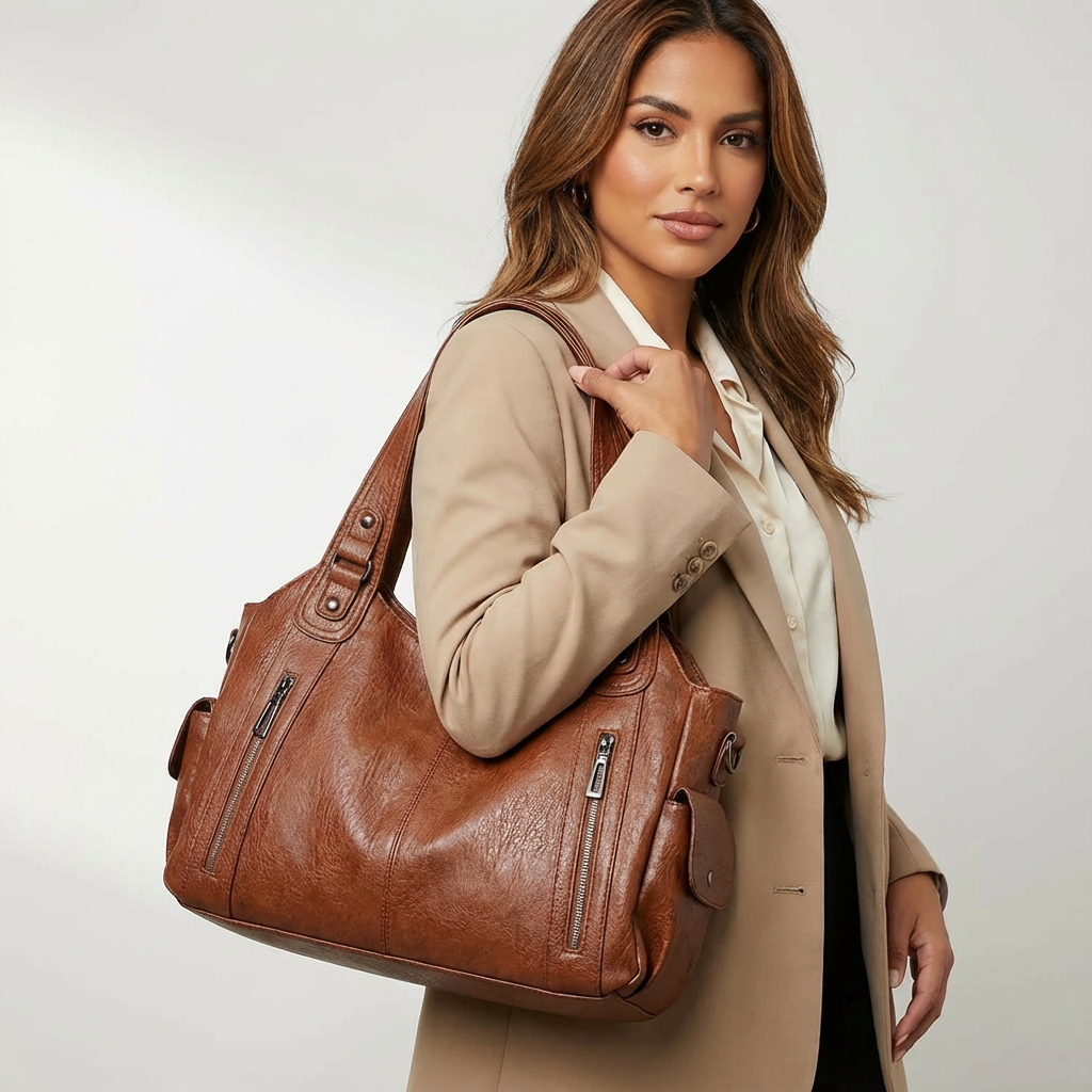 Dames Schoudertas van Vegan Leer – Ruim Model met Elegante Afwerking