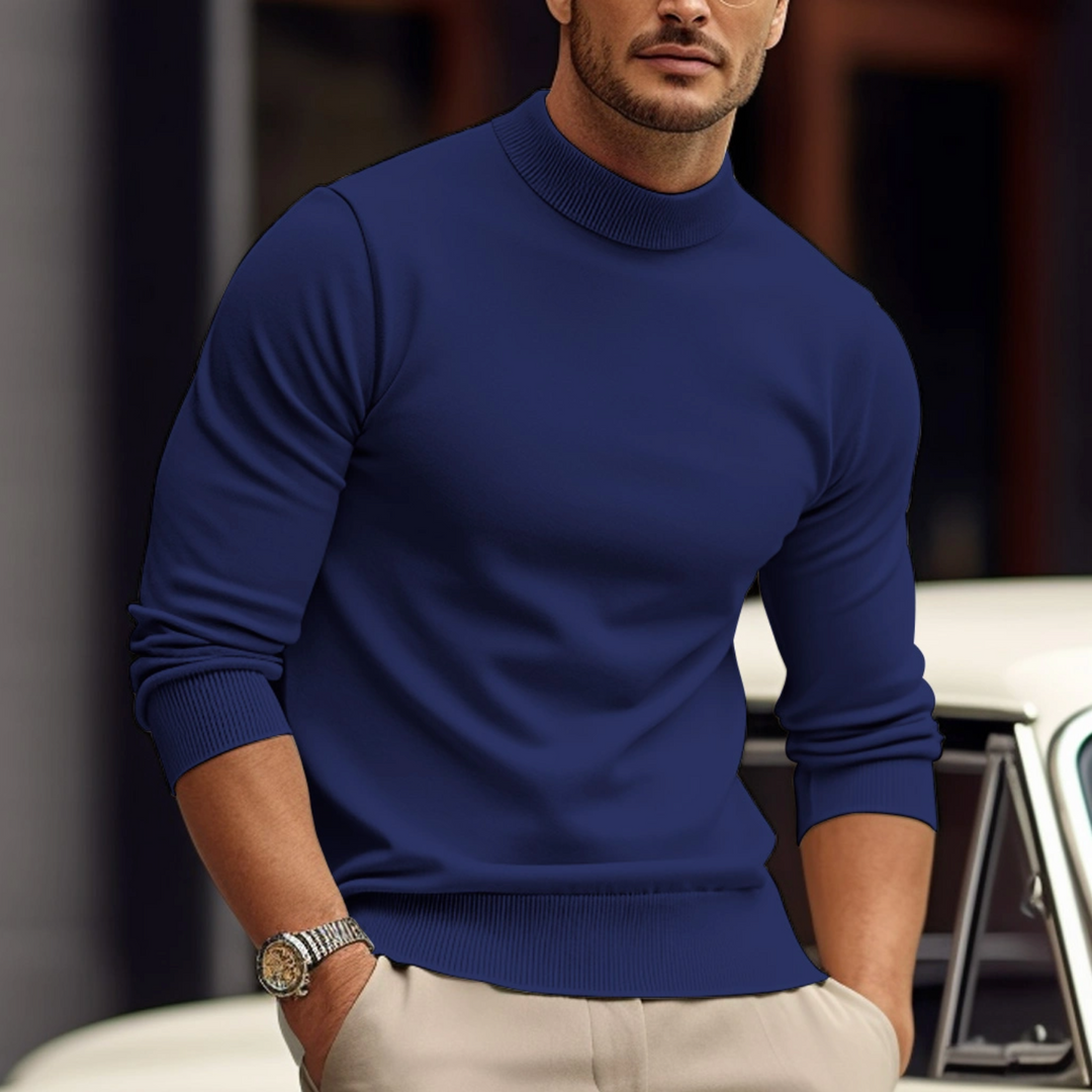 Pull Homme en Maille Col Roulé Coupe Ajustée