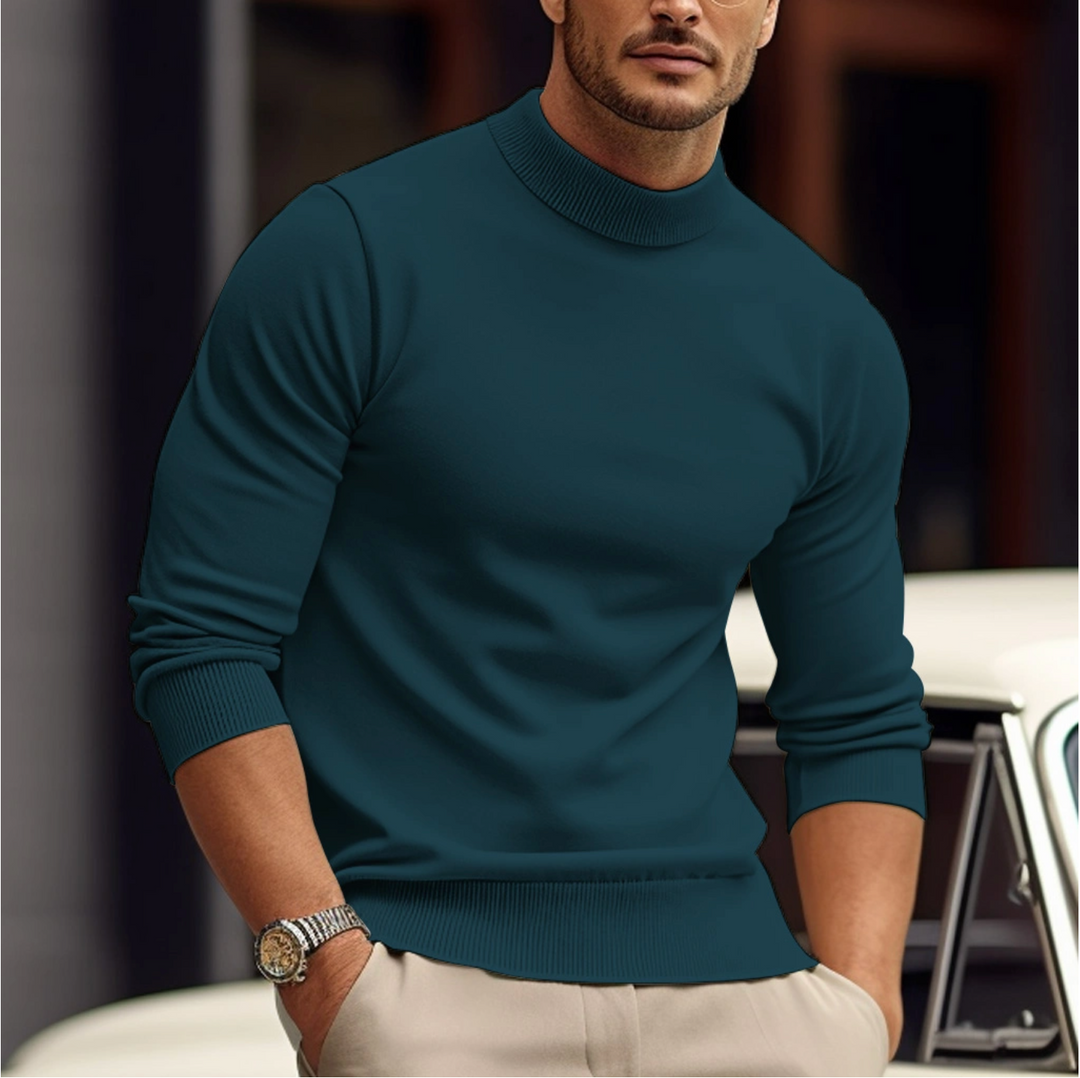 Pull Homme en Maille Col Roulé Coupe Ajustée