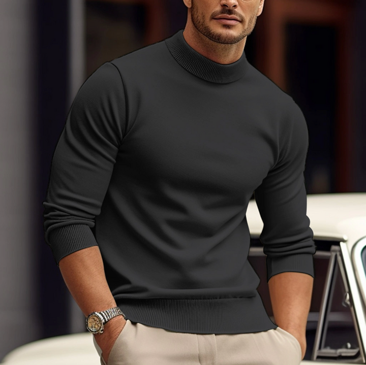 Pull Homme en Maille Col Roulé Coupe Ajustée