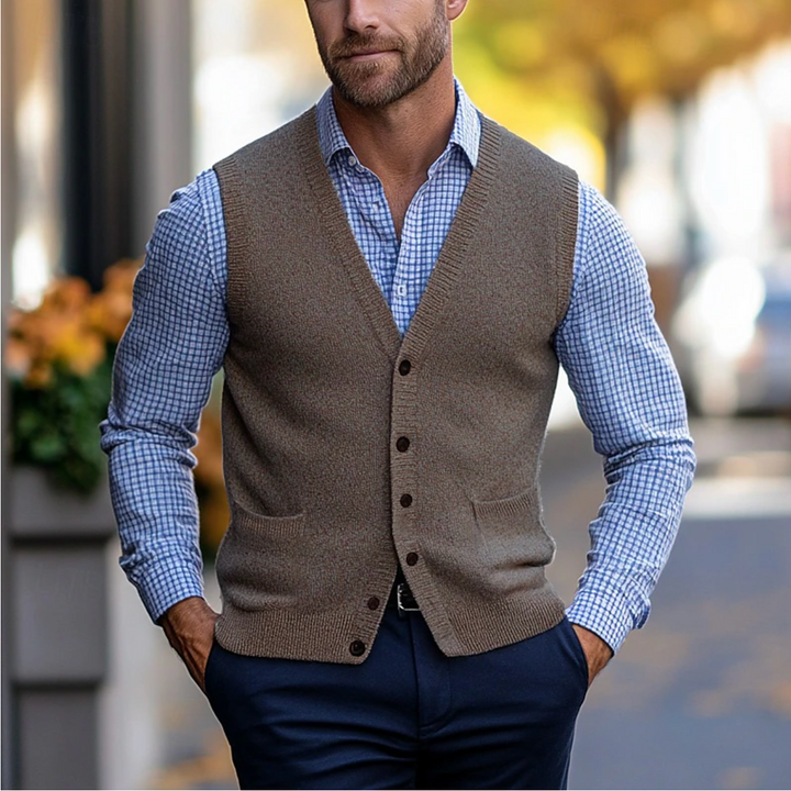 Cardigan Homme Sans Manches en Maille