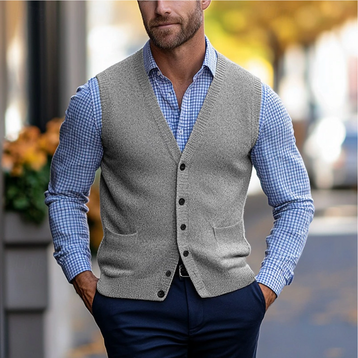 Cardigan Homme Sans Manches en Maille