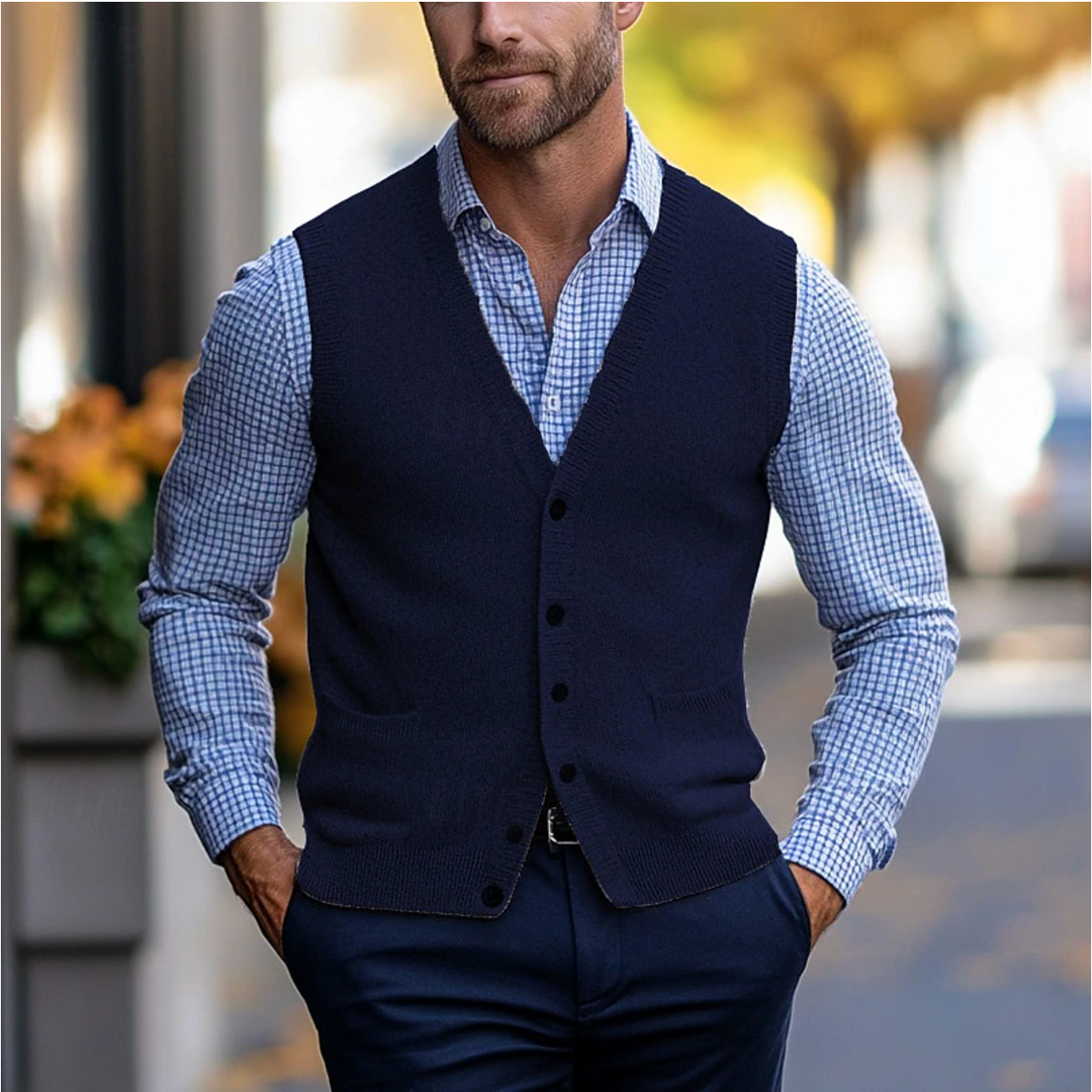 Cardigan Homme Sans Manches en Maille