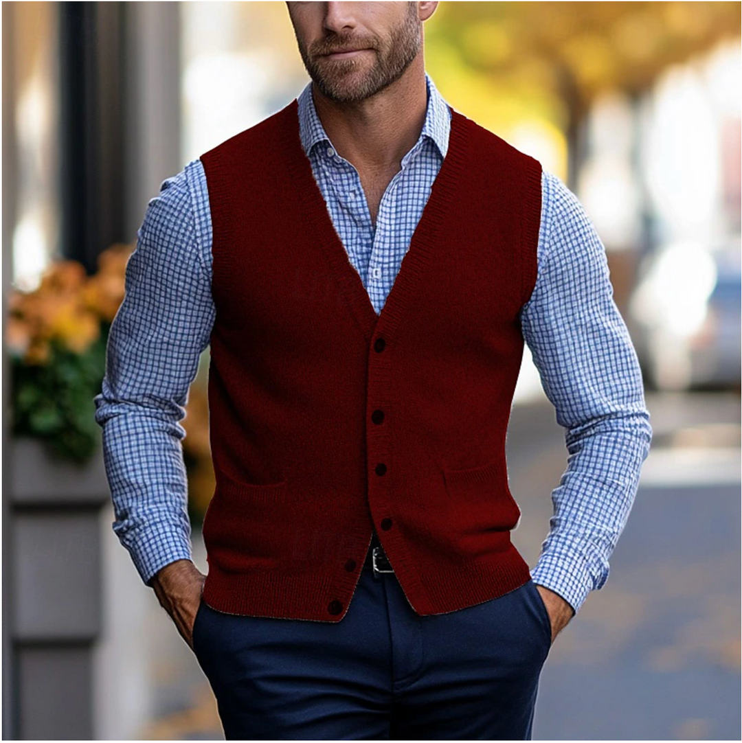 Cardigan Homme Sans Manches en Maille
