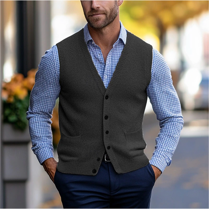 Cardigan Homme Sans Manches en Maille