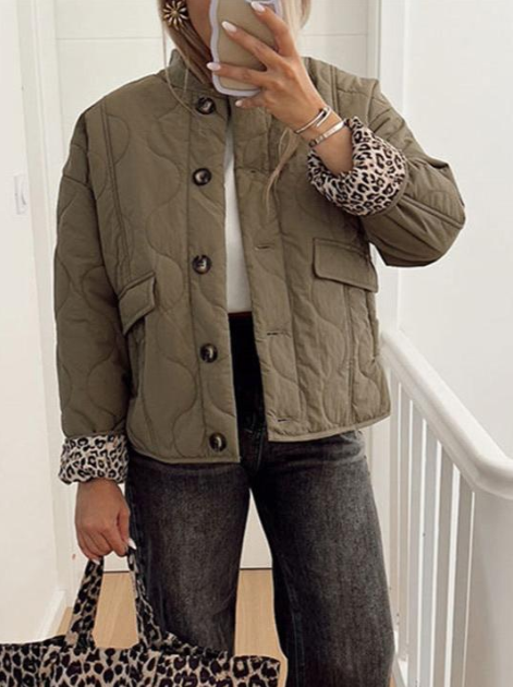 Manteau à Doublure Imprimé Léopard Femme