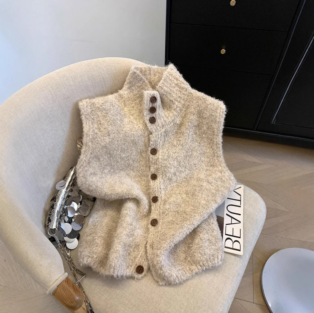 Gilet Sans Manches en Maille Femme