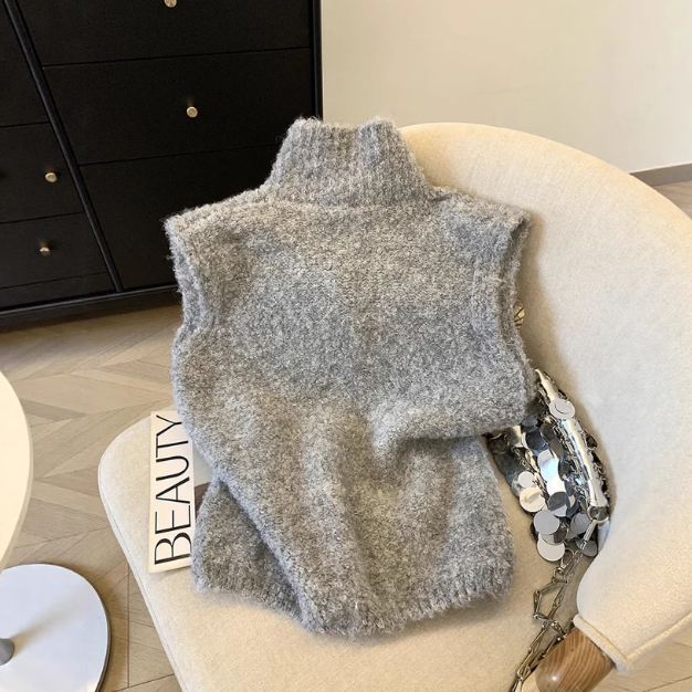 Gilet Sans Manches en Maille Femme